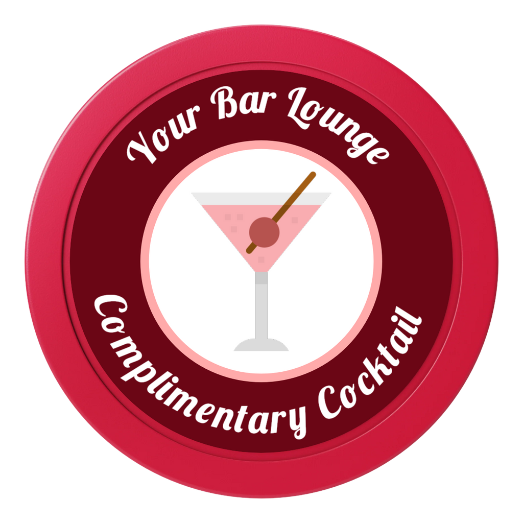 Fancy Drink 2" Oversized Poker Chips - Red - Front