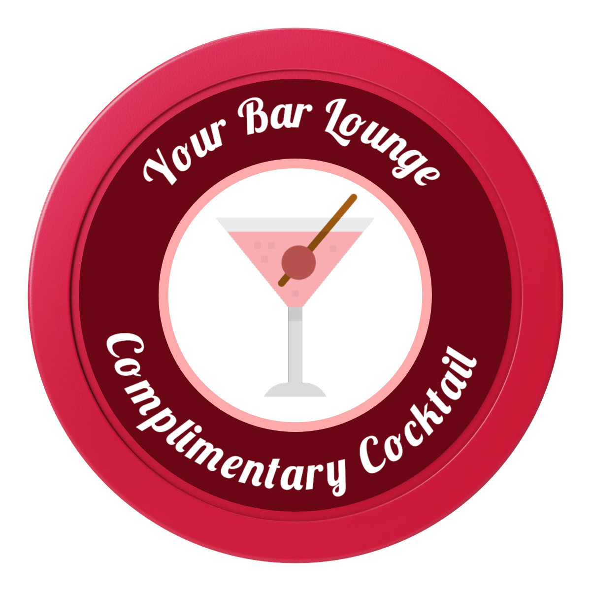 Fancy Drink 2" Oversized Poker Chips - Red - Front