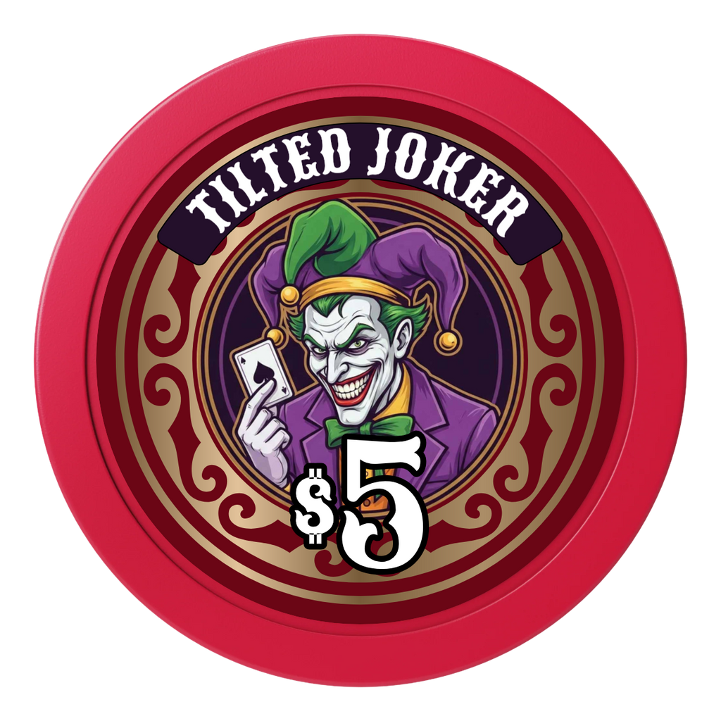 Tilted Joker 2" Oversized Poker Chips - Red - Back