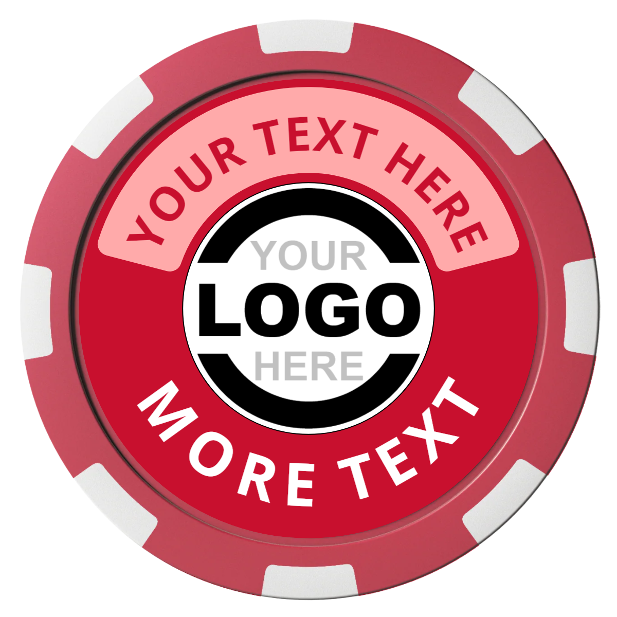 Two Tone Logo Magnetic Composite Poker Chips - Red / 8 Spot - Front