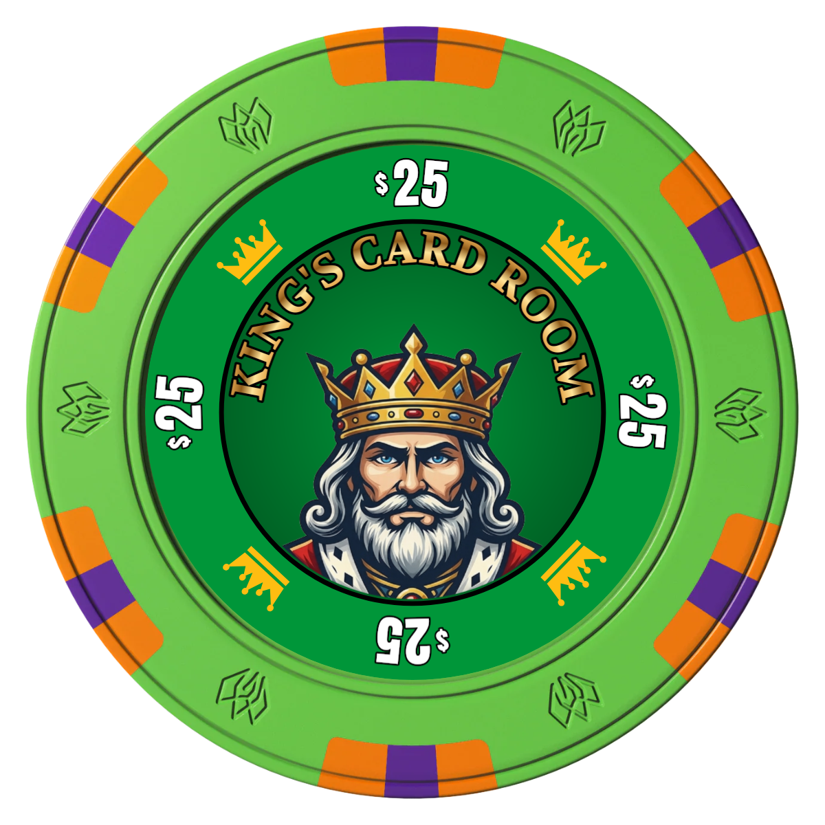 Kings Clay Poker Chips - Green / 6 Spot Gem / 40mm - Front