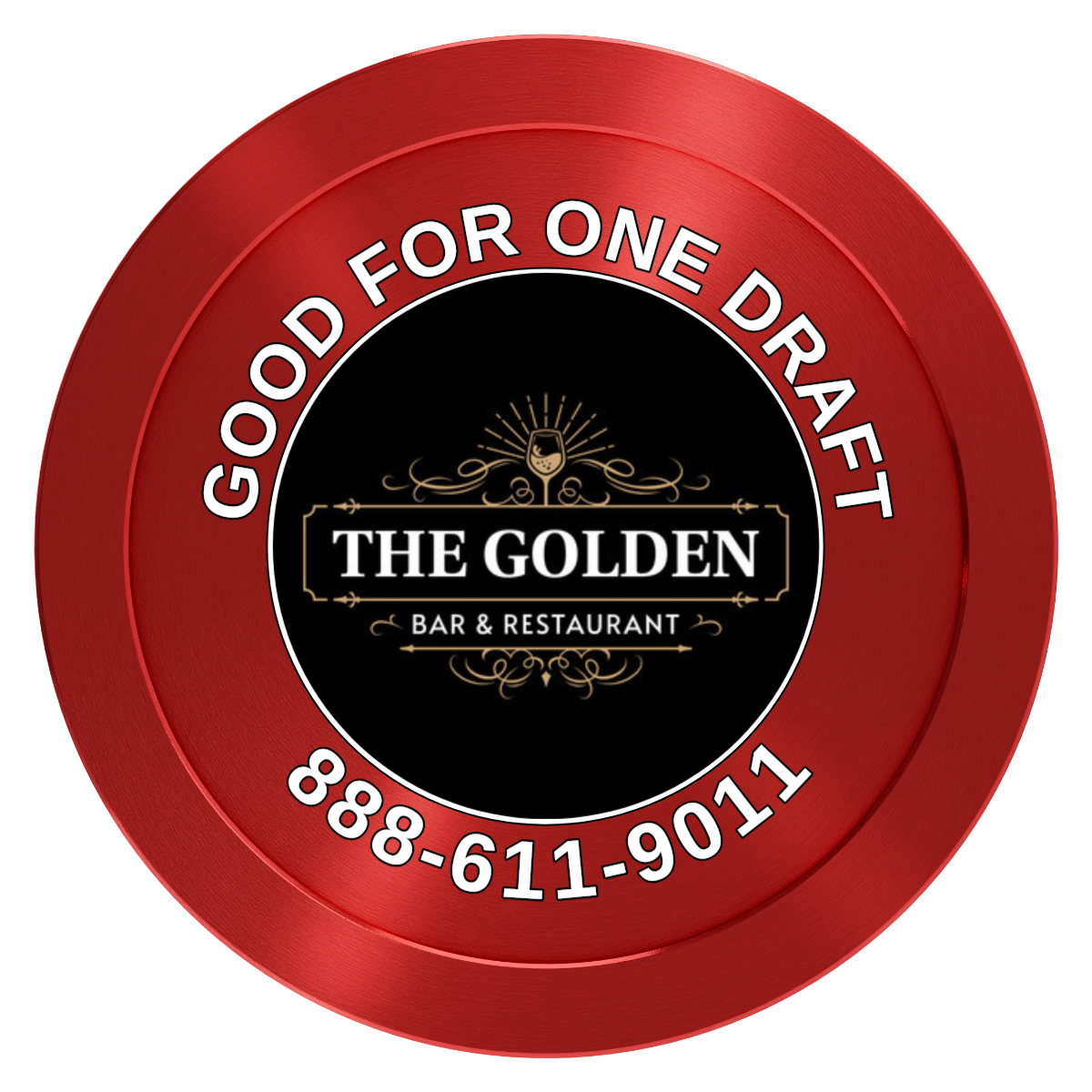 Branded Logo Bar Drink Token Aluminum Poker Chips - Red - Back