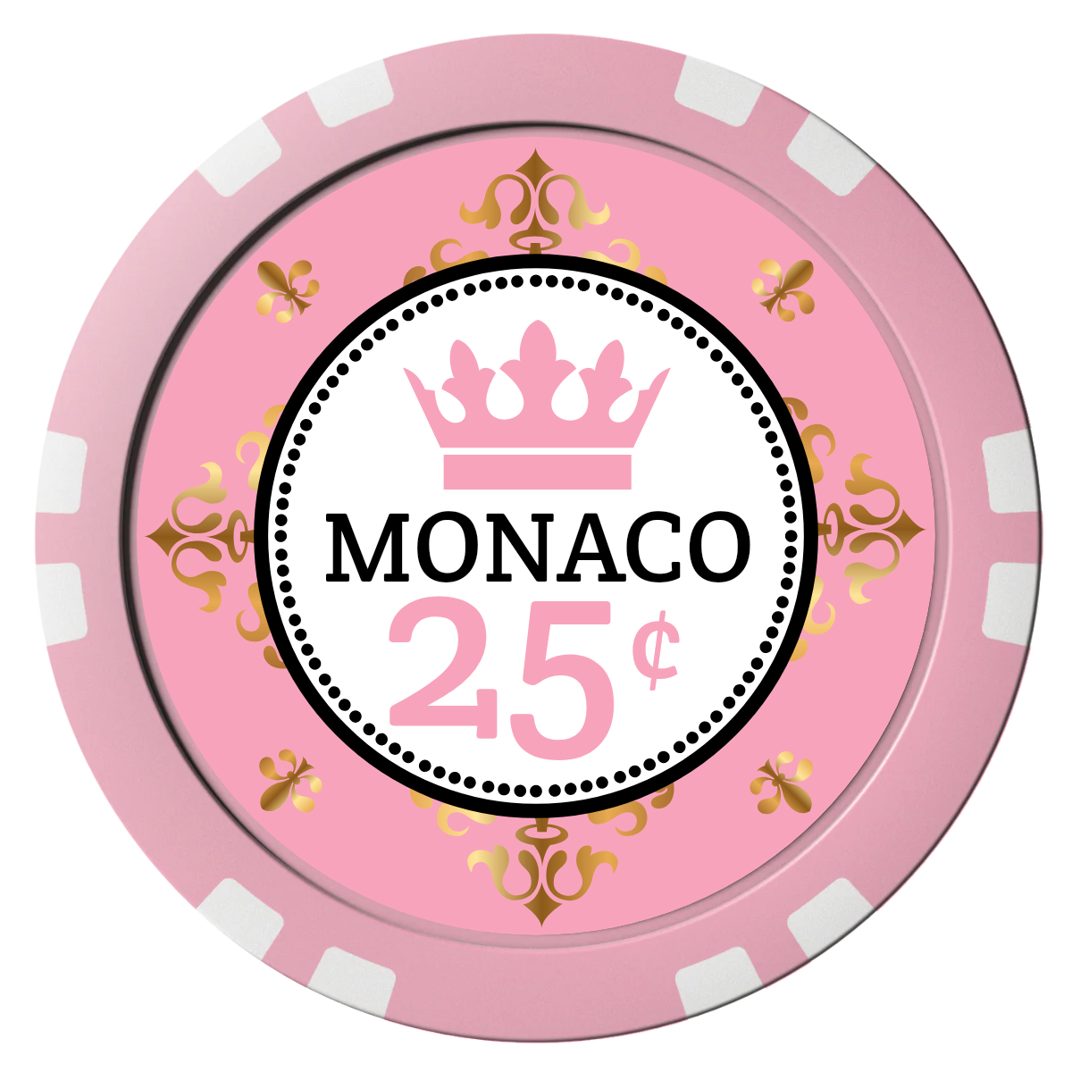 Monaco #001 Composite Poker Chips - Pink / Double Stripe - Front