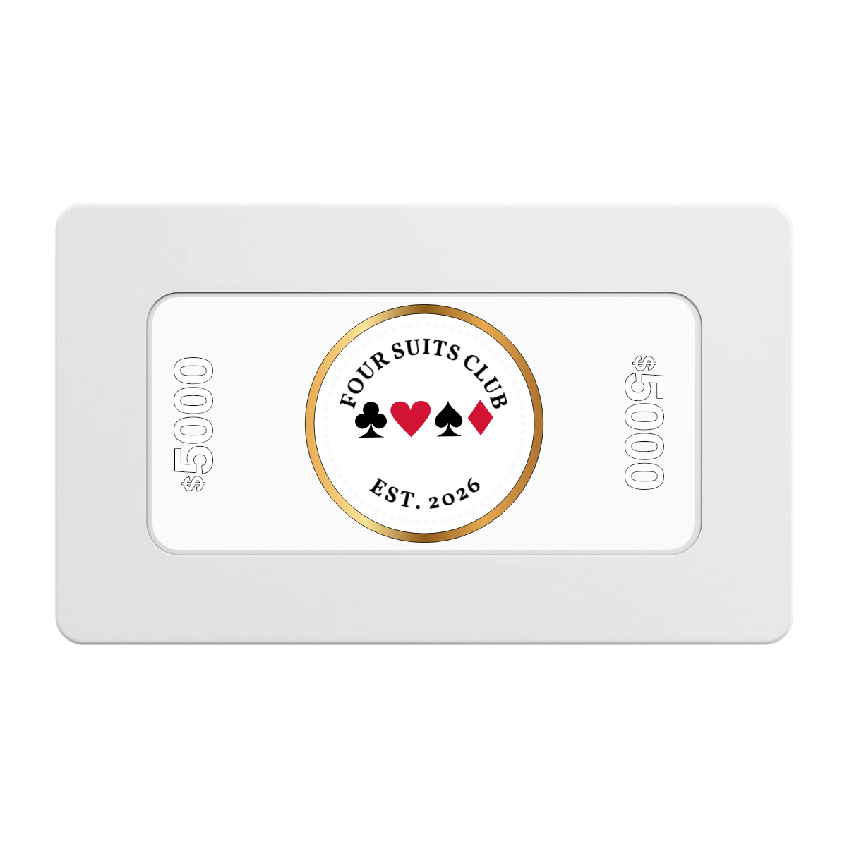 Fours Suits Club Rectangular Poker Chip Plaques - White - Front
