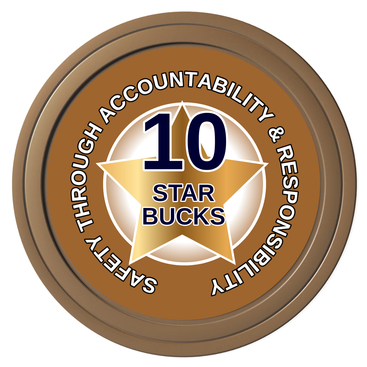 Safety Star Composite Poker Chips - Brown / Solid - Front