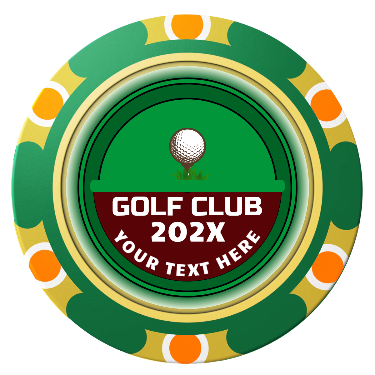Teed Up Clay Poker Chips - Green / Monte Carlo / 40mm - Front