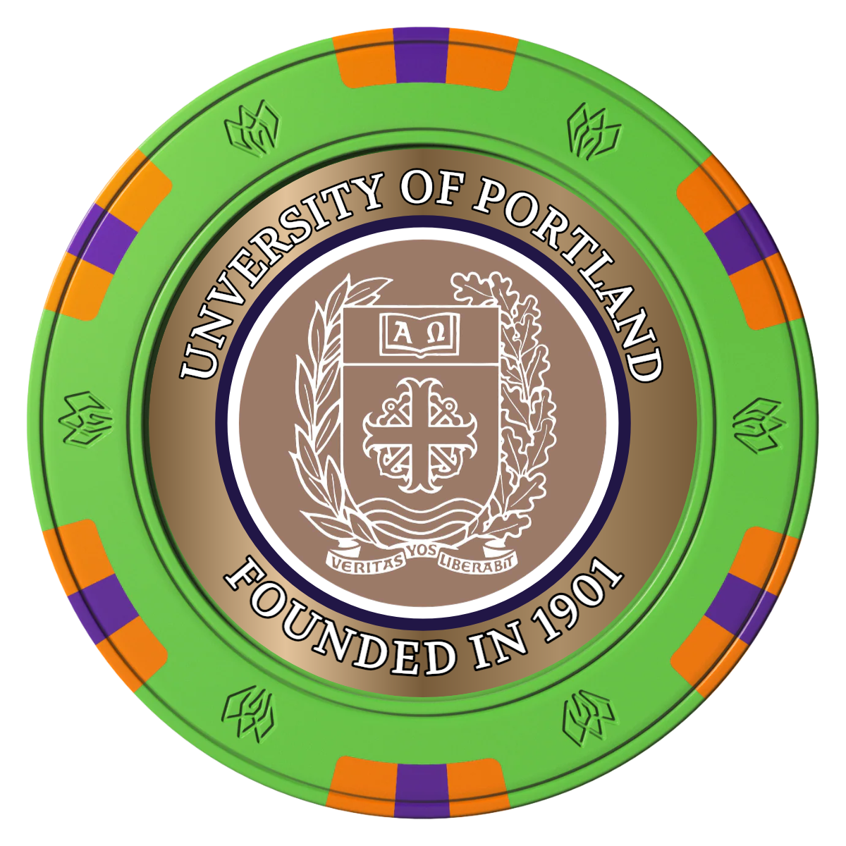 Air Force ROTC Det 695 Clay Poker Chips - Green / 6 Spot Gem / 40mm - Back