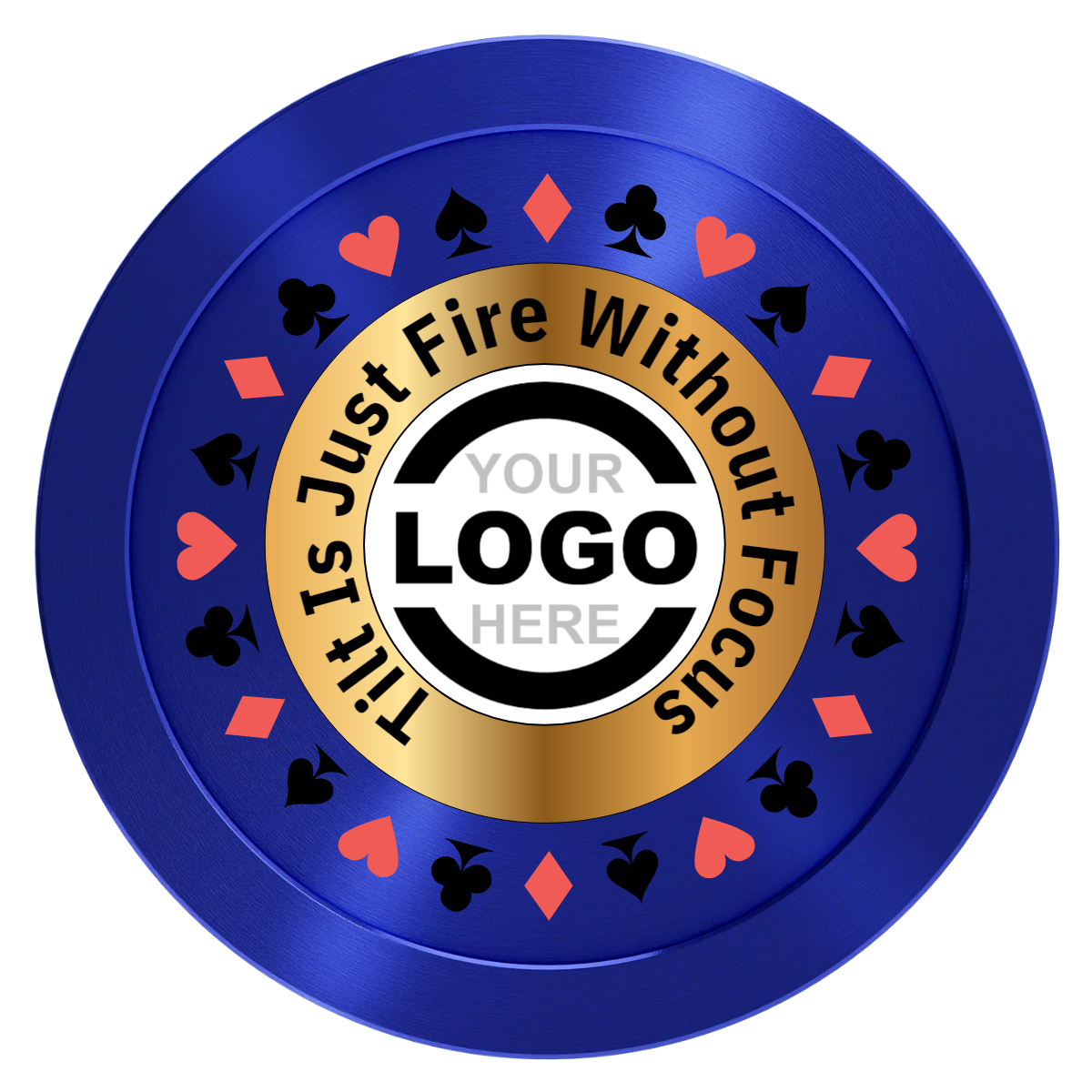 Texas Hold Em' Aluminum Poker Chips - Blue - Front