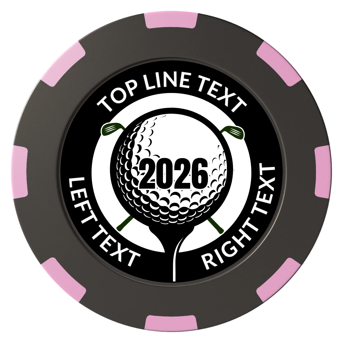 Tee it up Clay Poker Chips - Black / 8 Spot (2 Tone) / 40mm - Front