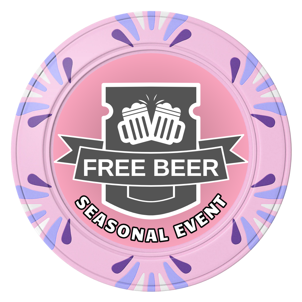 Craft Beer #001 Clay Poker Chips - Pink / Macau / 40mm - Front
