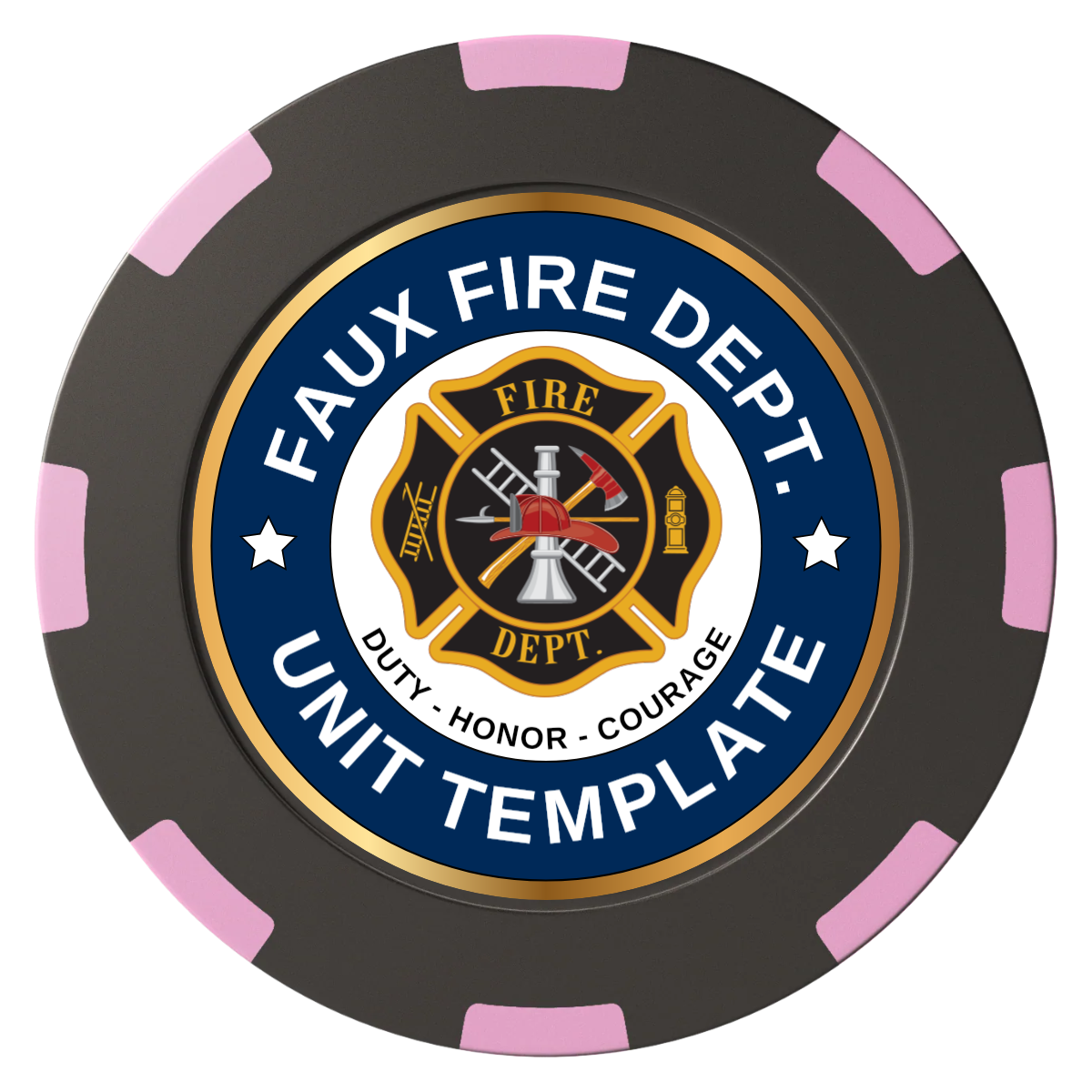 Faux Fire Dept. #01 Clay Poker Chips - Black / 8 Spot (2 Tone) / 40mm - Back