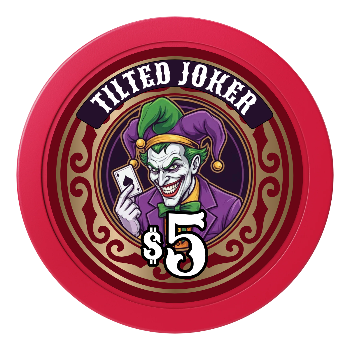 Tilted Joker 2" Composite Dealer Button - Red - Back