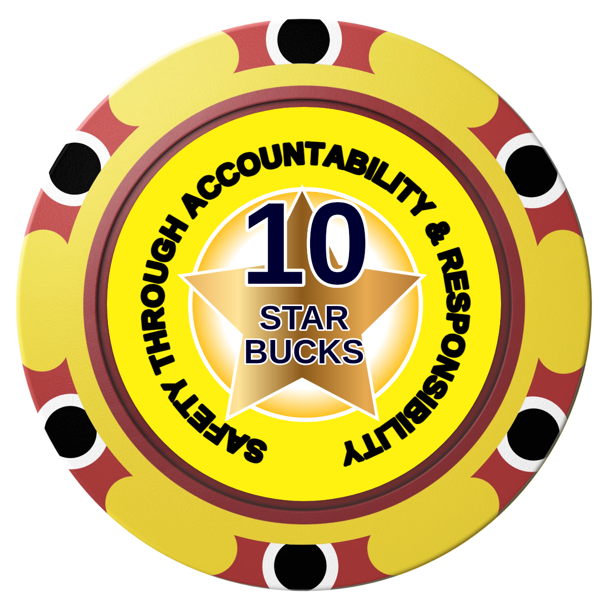 Safety Star Clay Poker Chips - Yellow / Monte Carlo / 40mm - Front