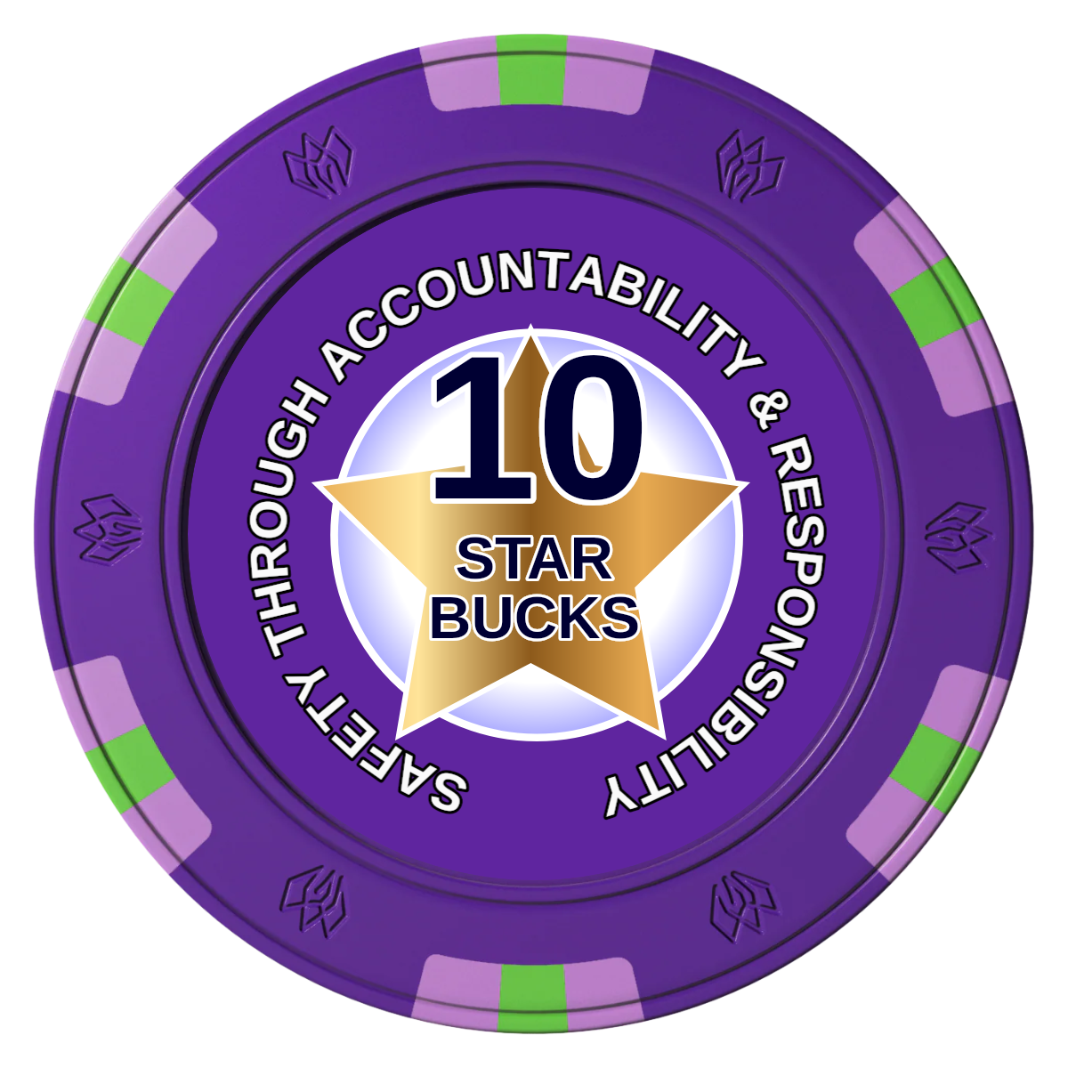 Safety Star Clay Poker Chips - Purple / 6 Spot Gem / 43mm - Front