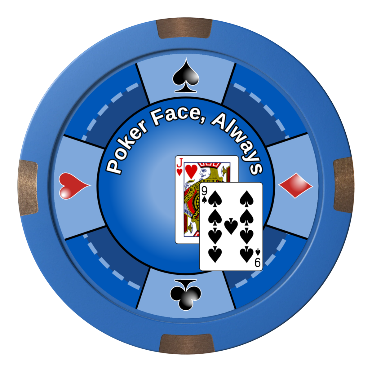 Jack Nine Card Room Composite & Metal Hybrid Poker Card Protectors - Blue - Front
