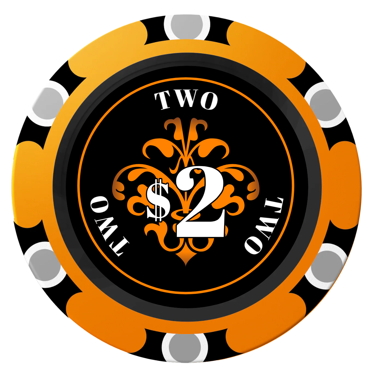 Gothic Revival Clay Poker Chips - Orange / Monte Carlo / 40mm - Front