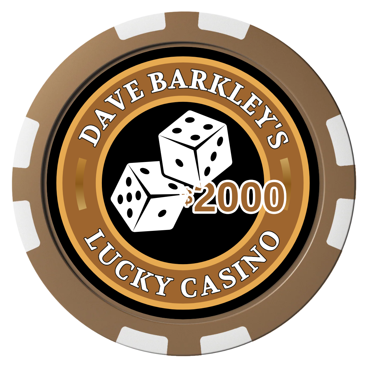 Dave's Lucky Casino Composite Poker Chips - Brown / 8 Stripe - Front