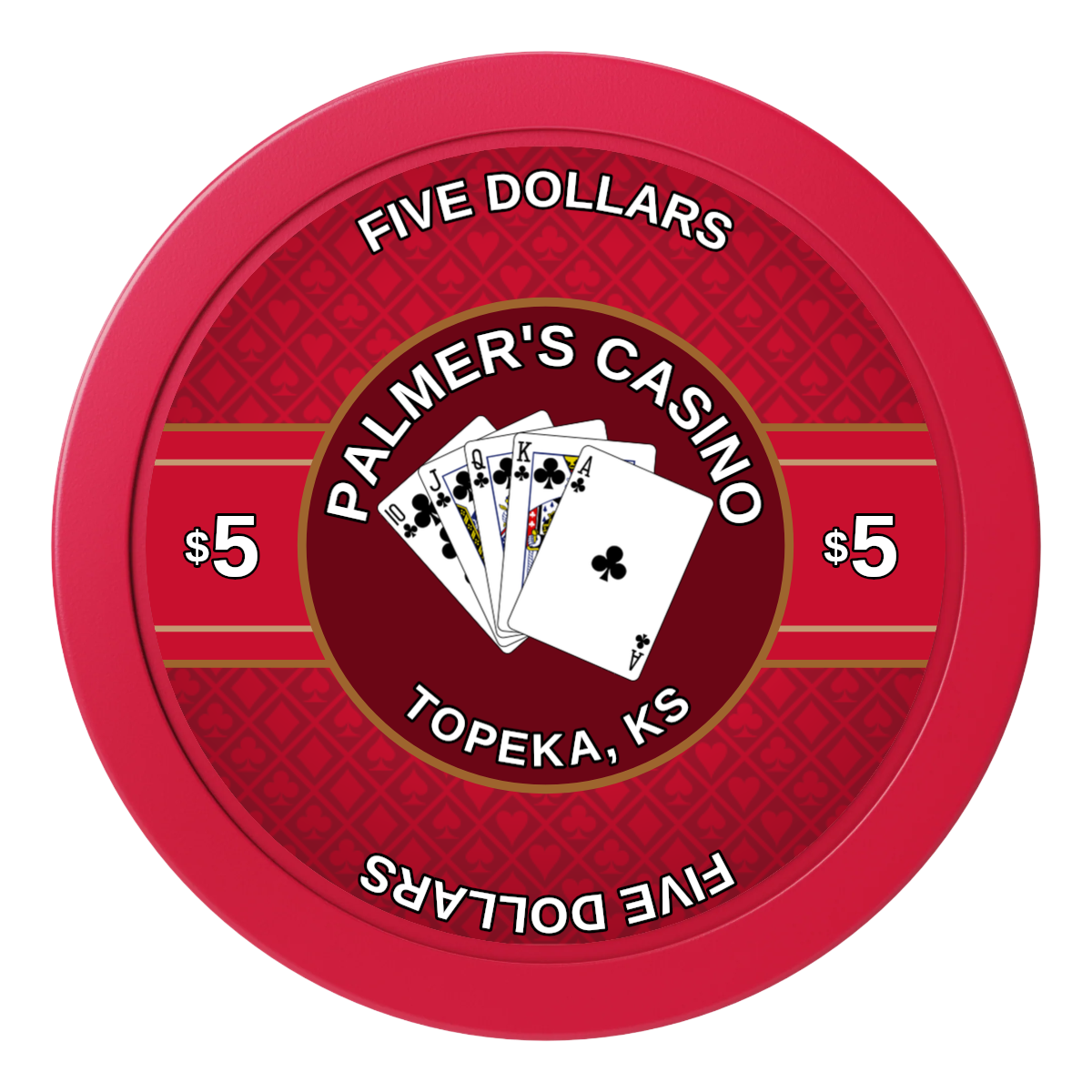 Palmer's Casino 2" Oversized Poker Chips - Red - Front
