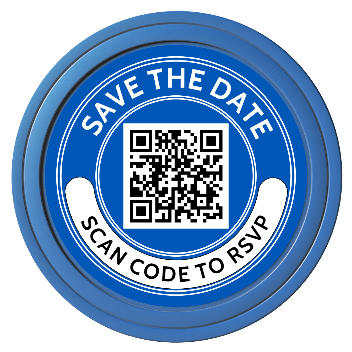 Save the Date Photo QR Code Composite Poker Chips - Blue / Solid - Back