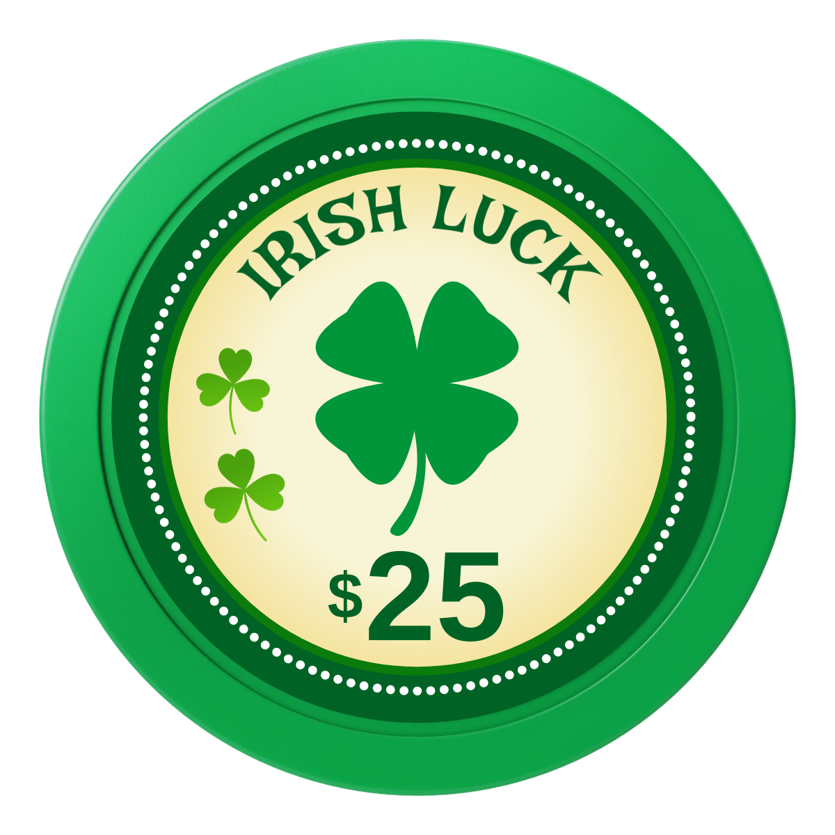 Irish Luck 2" Oversized Poker Chips - Green - Back