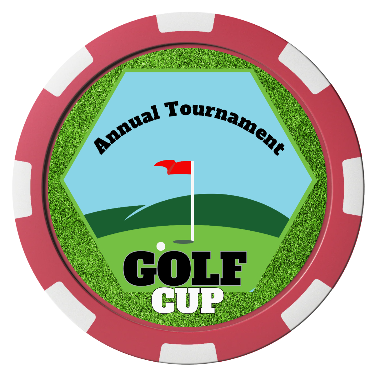 Golf Cup Magnetic Composite Poker Chips - Red / 8 Spot - Back