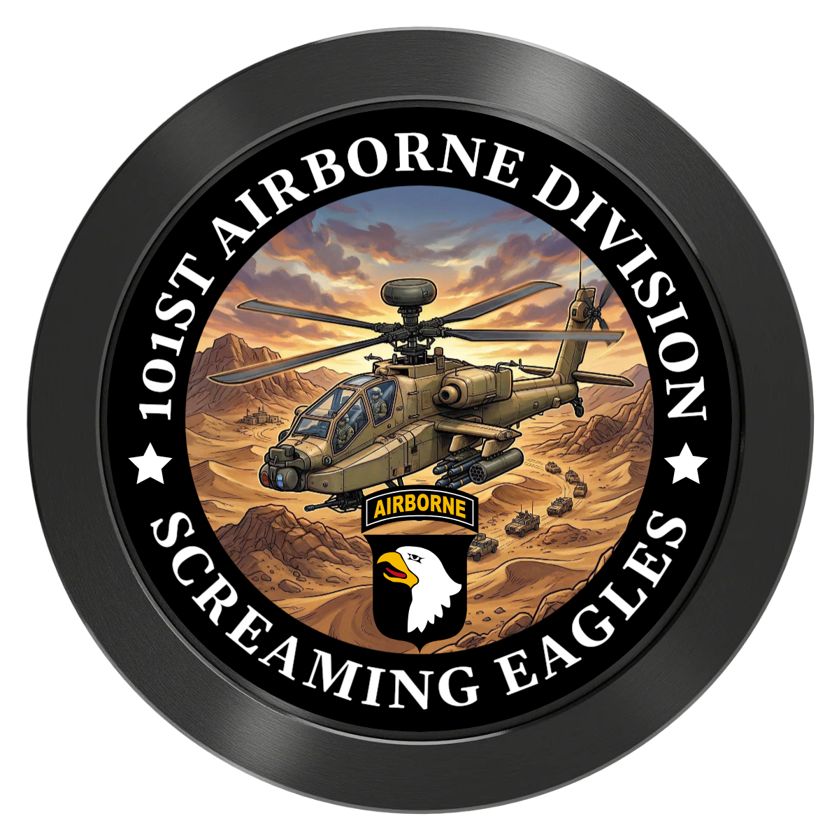Army Airborne Aluminum Poker Chips - Black - Front