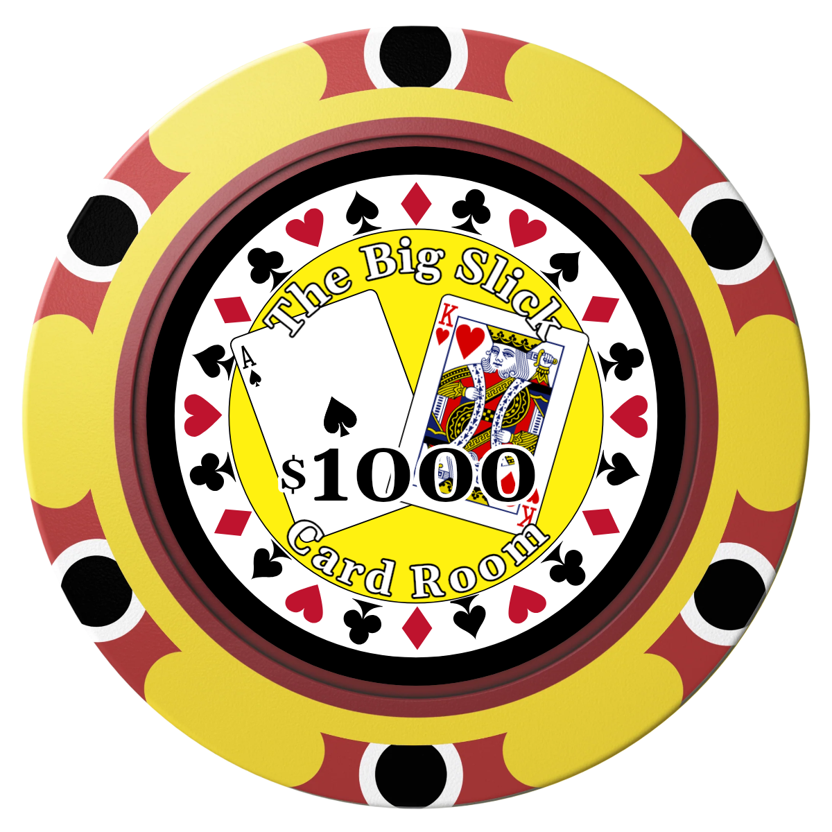 AK Big Slick Clay Poker Chips - Yellow / Monte Carlo / 40mm - Front