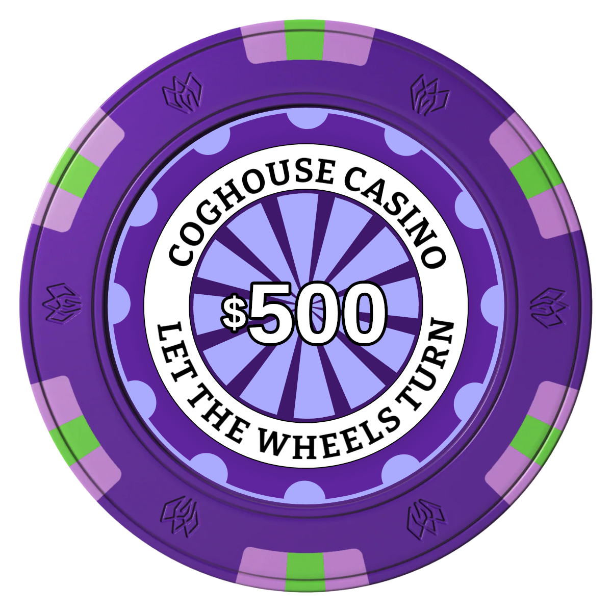 Cog House Clay Poker Chips - Purple / 6 Spot Gem / 40mm - Front