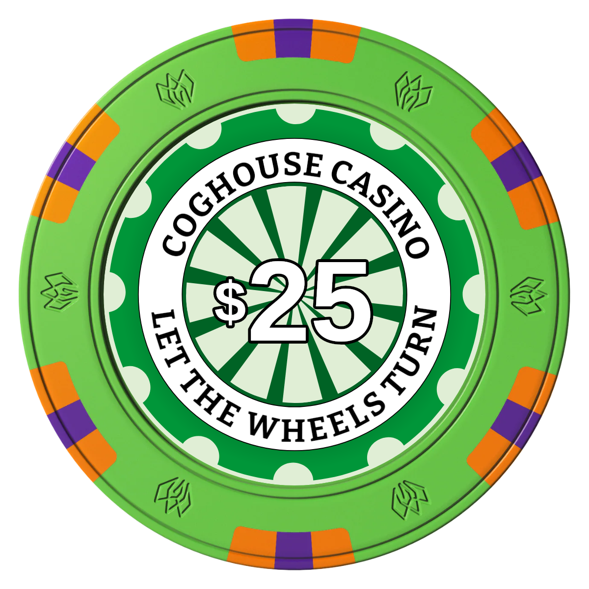 Cog House Clay Poker Chips - Green / 6 Spot Gem / 40mm - Back