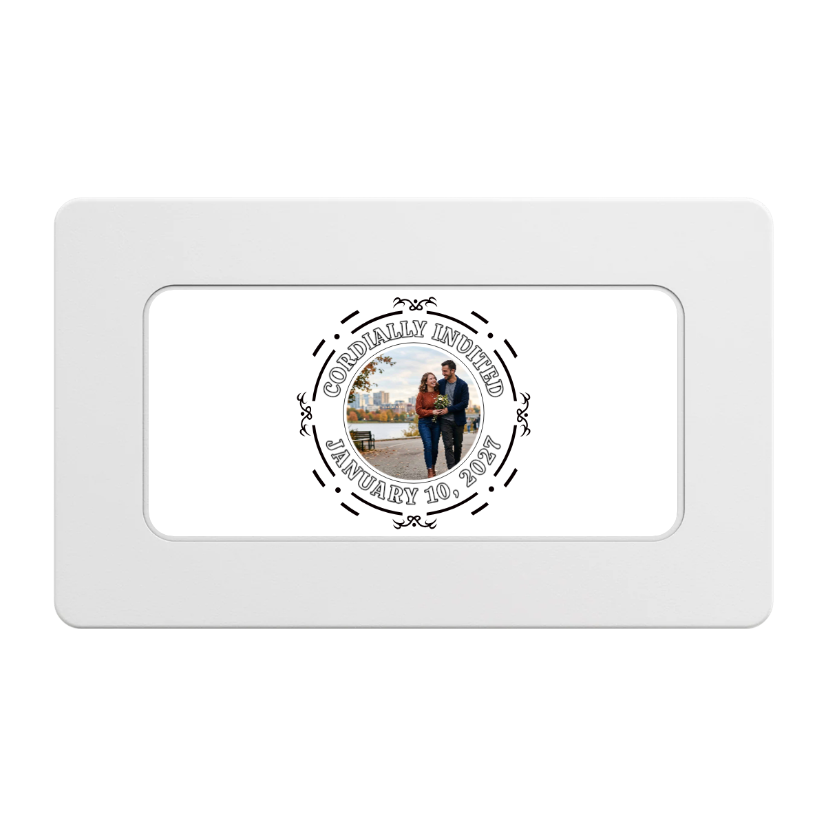 Save the Date Element Rectangular Poker Chip Plaques - White - Front
