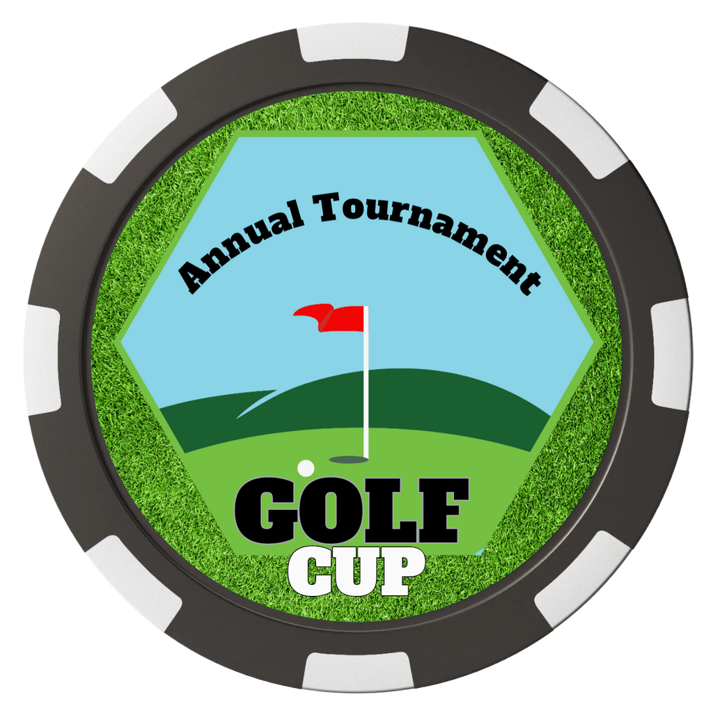 Golf Cup Magnetic Composite Poker Chips - Black / 8 Spot - Front