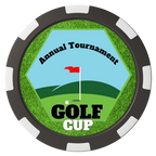 Golf Cup Magnetic Composite Poker Chips - Black / 8 Spot - Front