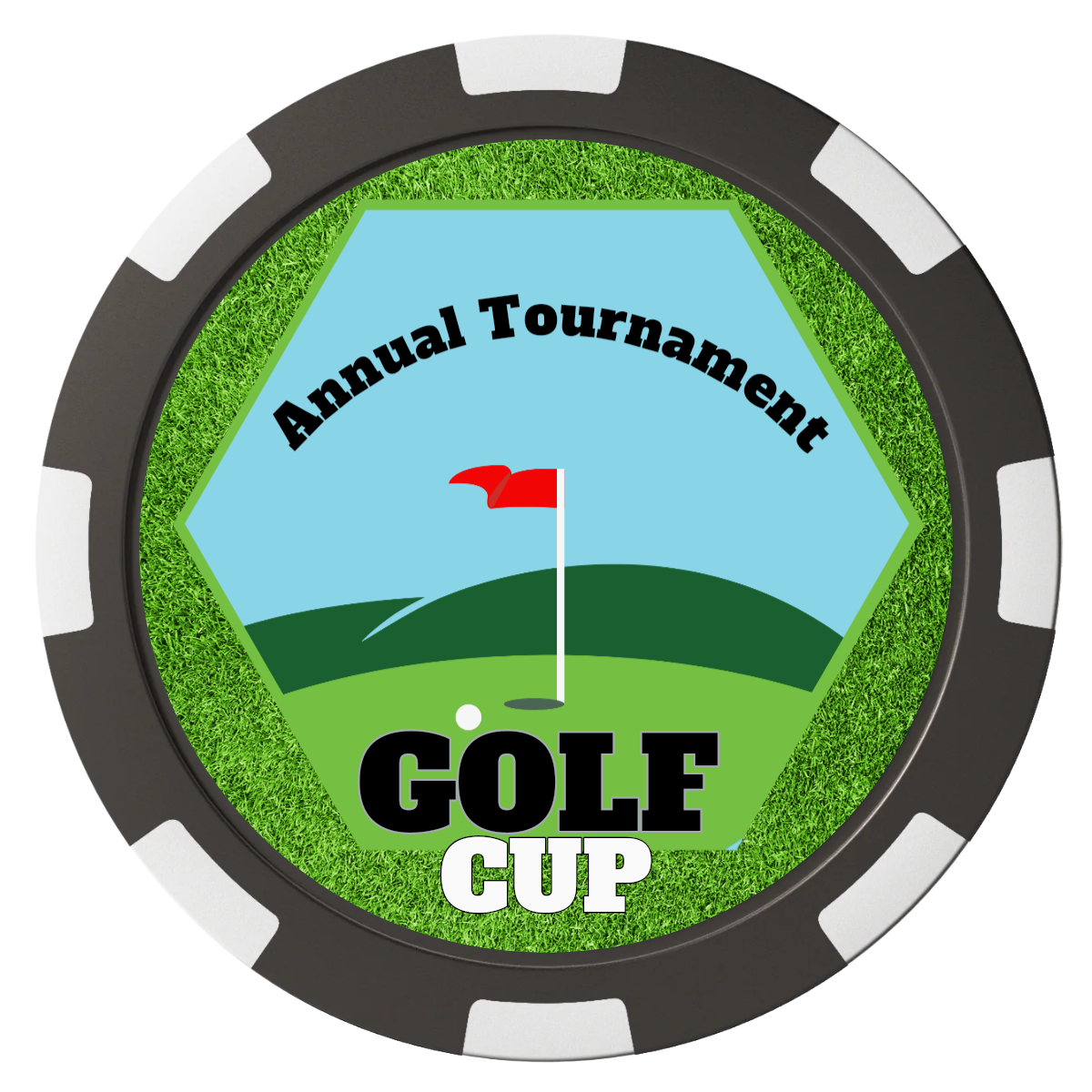 Golf Cup Magnetic Composite Poker Chips - Black / 8 Spot - Front