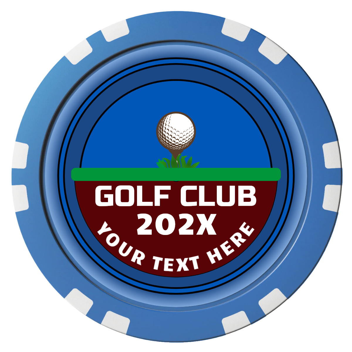 Teed Up Composite Poker Chips - Blue / Double Stripe - Front