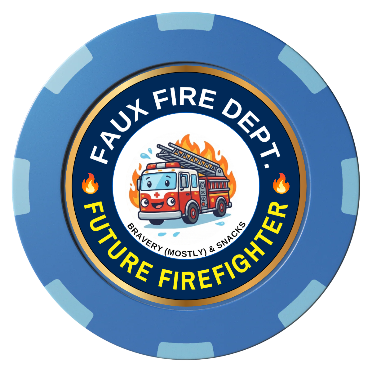 Future Firefighter Clay Poker Chips - Blue / 8 Spot (2 Tone) / 40mm - Front