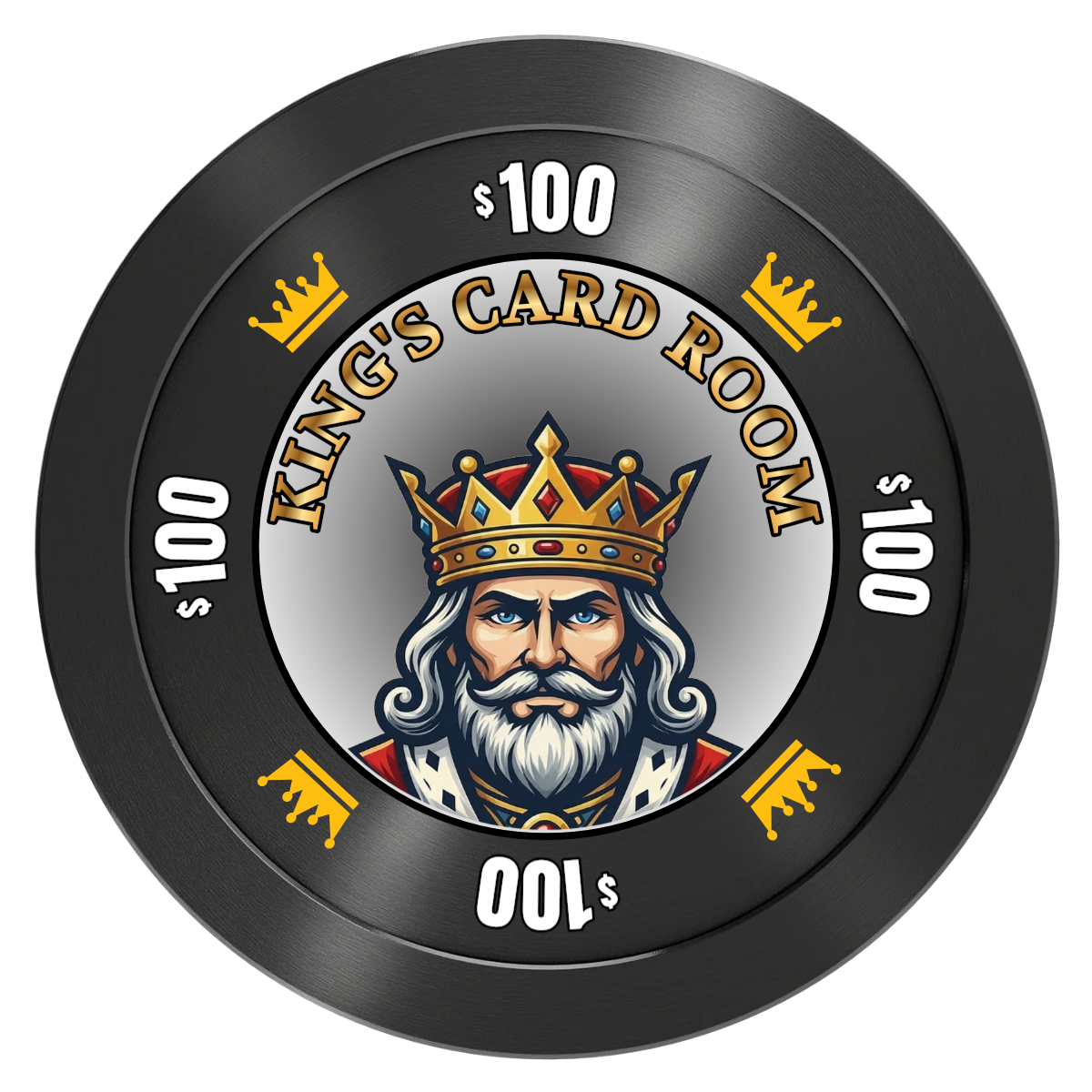 Kings Aluminum Poker Chips - Black - Back
