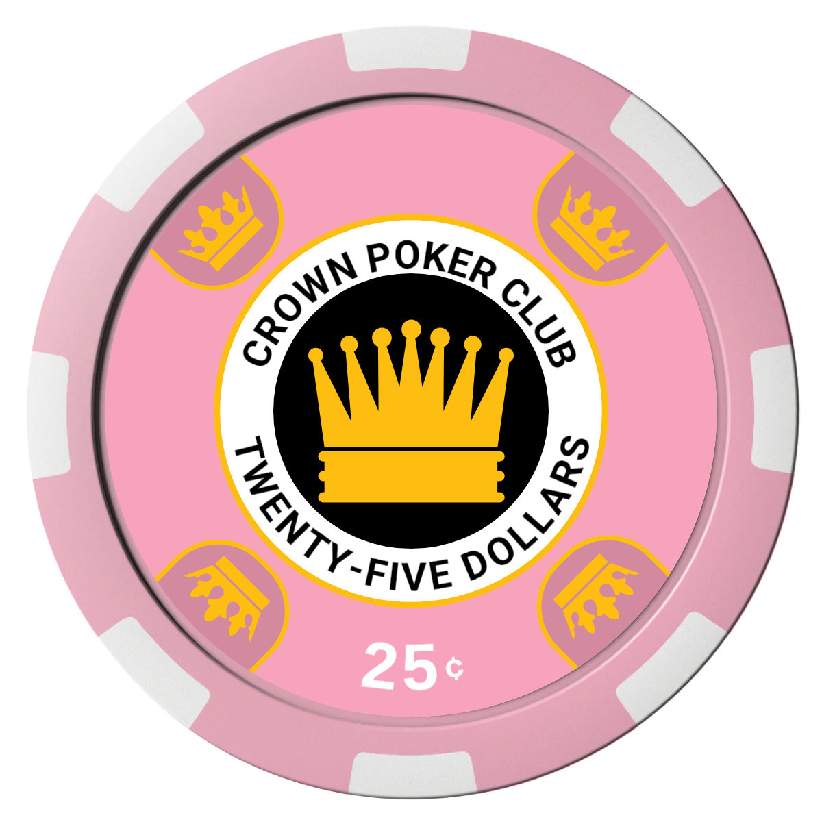 Crown Card Room Composite Poker Chips - Pink / 8 Spot - Front