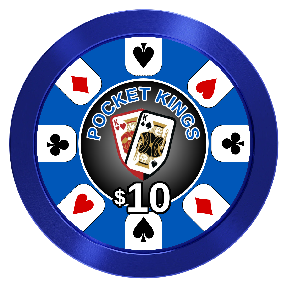 Pocket Kings Aluminum Poker Chips - Blue - Front