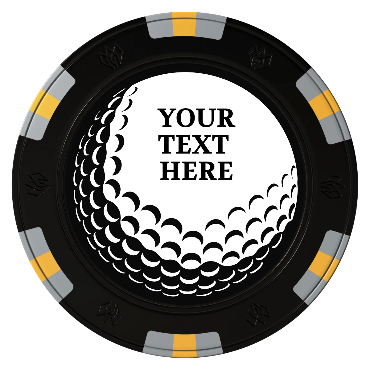 Hole In One Clay Poker Chips - Black / 6 Spot Gem / 40mm - Front