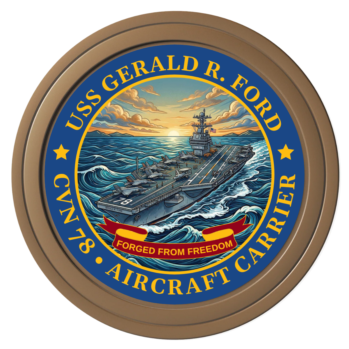 Navy USS Gerald Ford Composite Poker Chips - Brown / Solid - Front