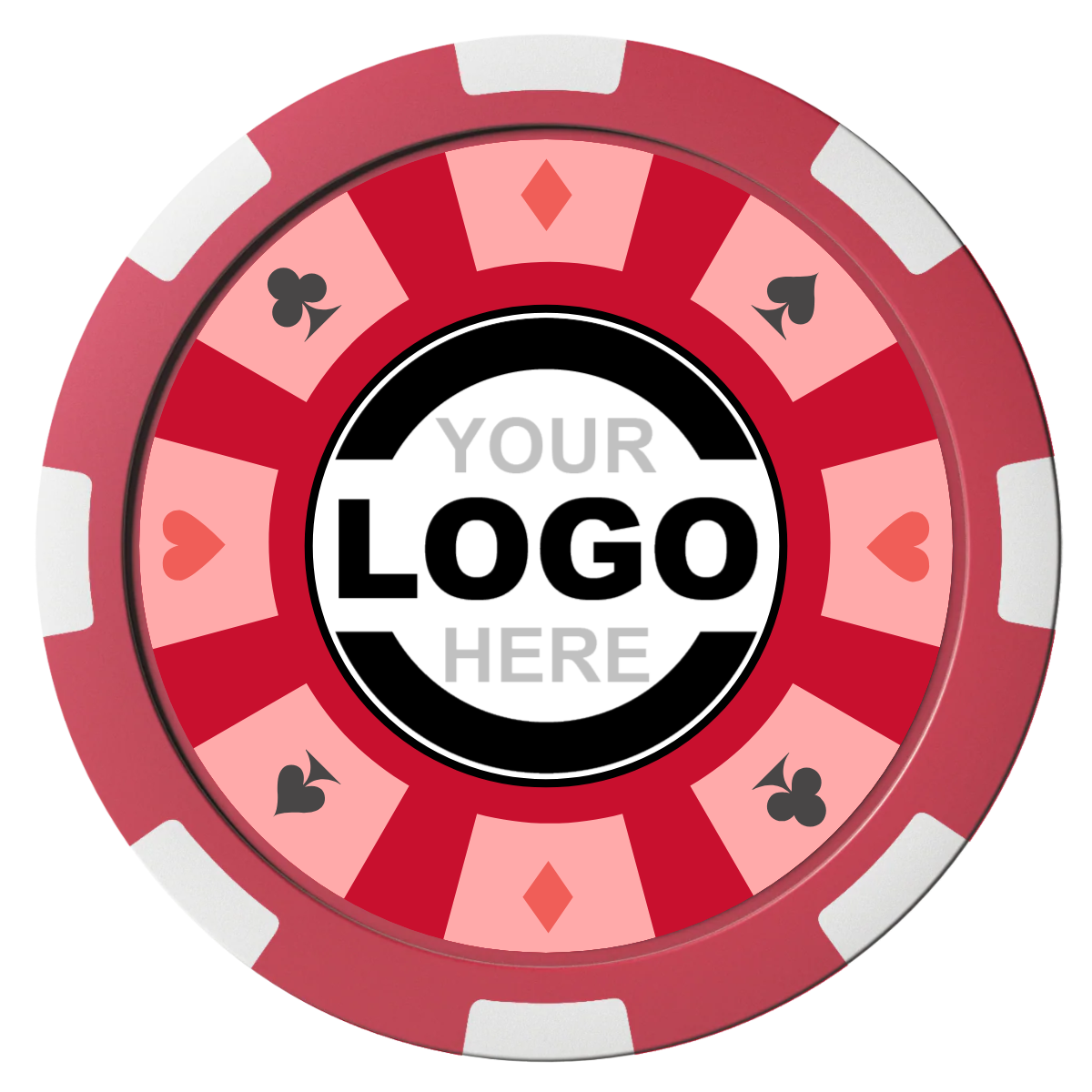 Suit 8 Your Logo Composite Poker Chips - Red / 8 Spot - Front