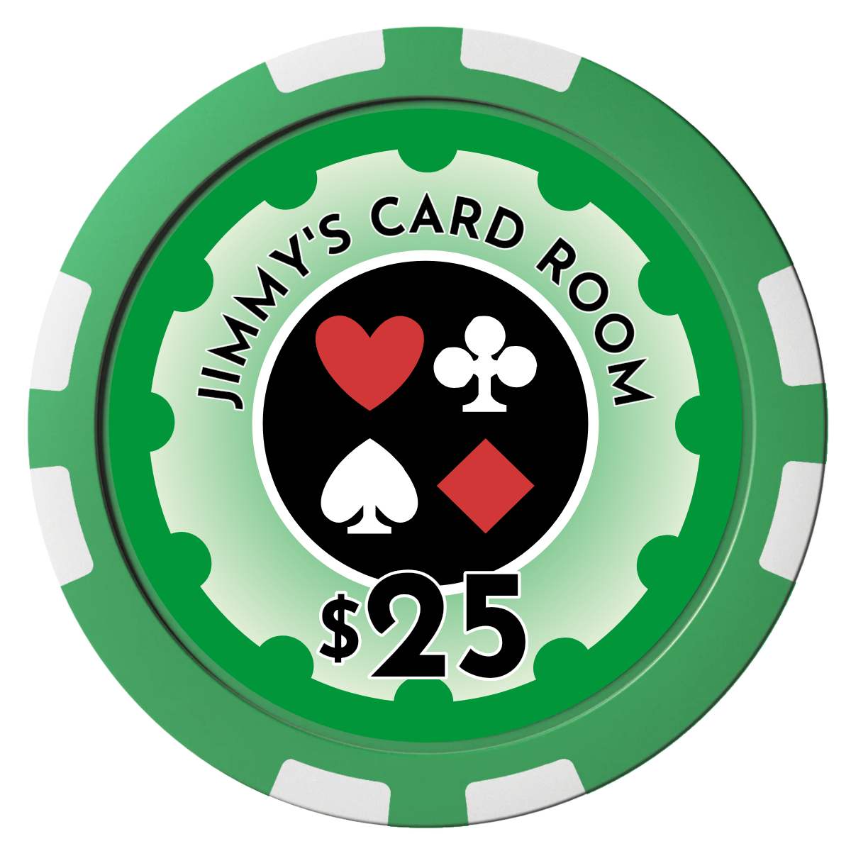 Your Four Suits Composite Poker Chips - Green / 8 Stripe - Front