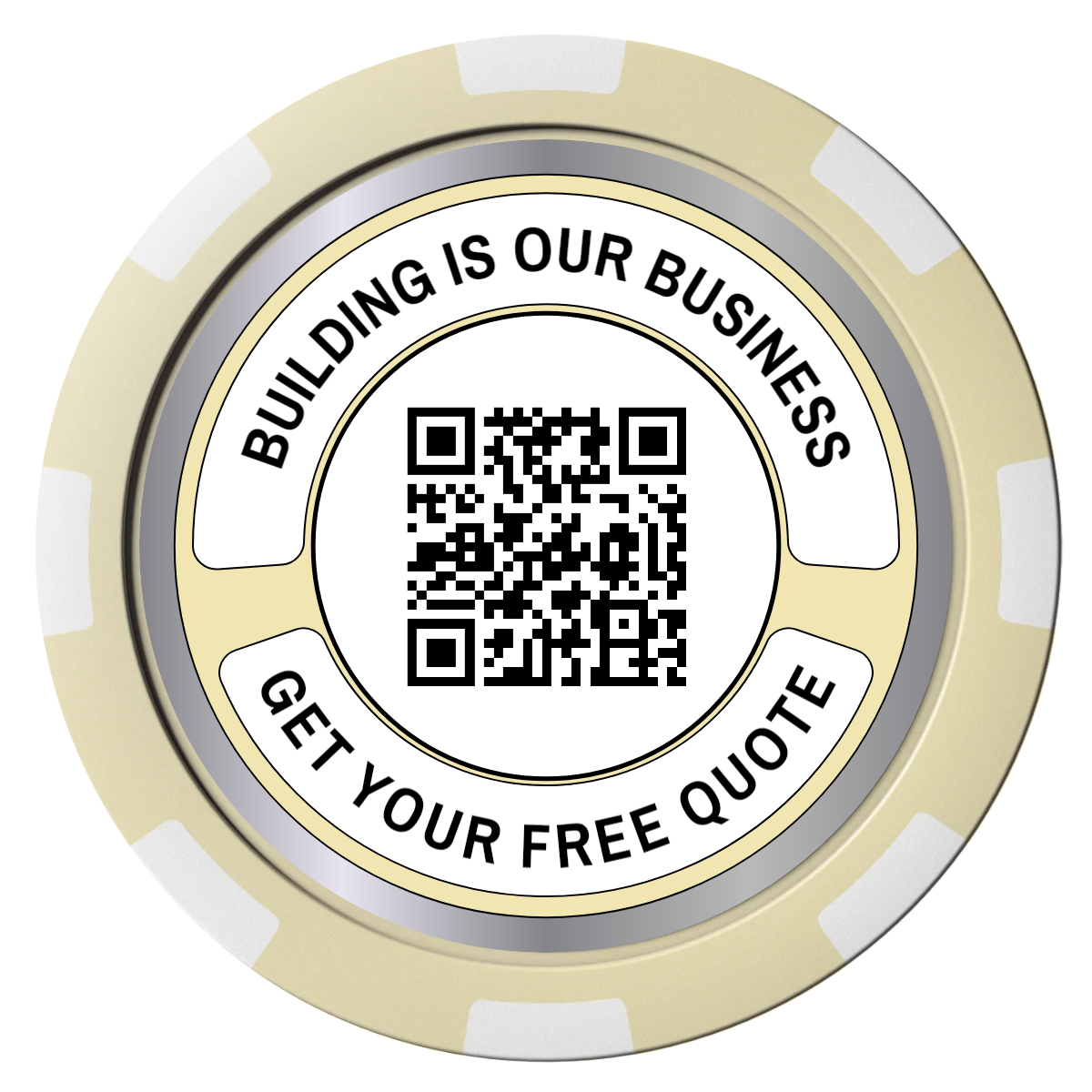 Acme Construction Composite Poker Chips - Ivory / 8 Spot - Front