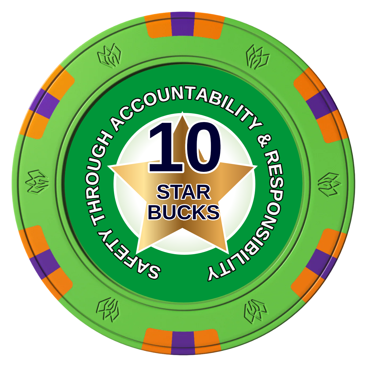 Safety Star Clay Poker Chips - Green / 6 Spot Gem / 43mm - Front