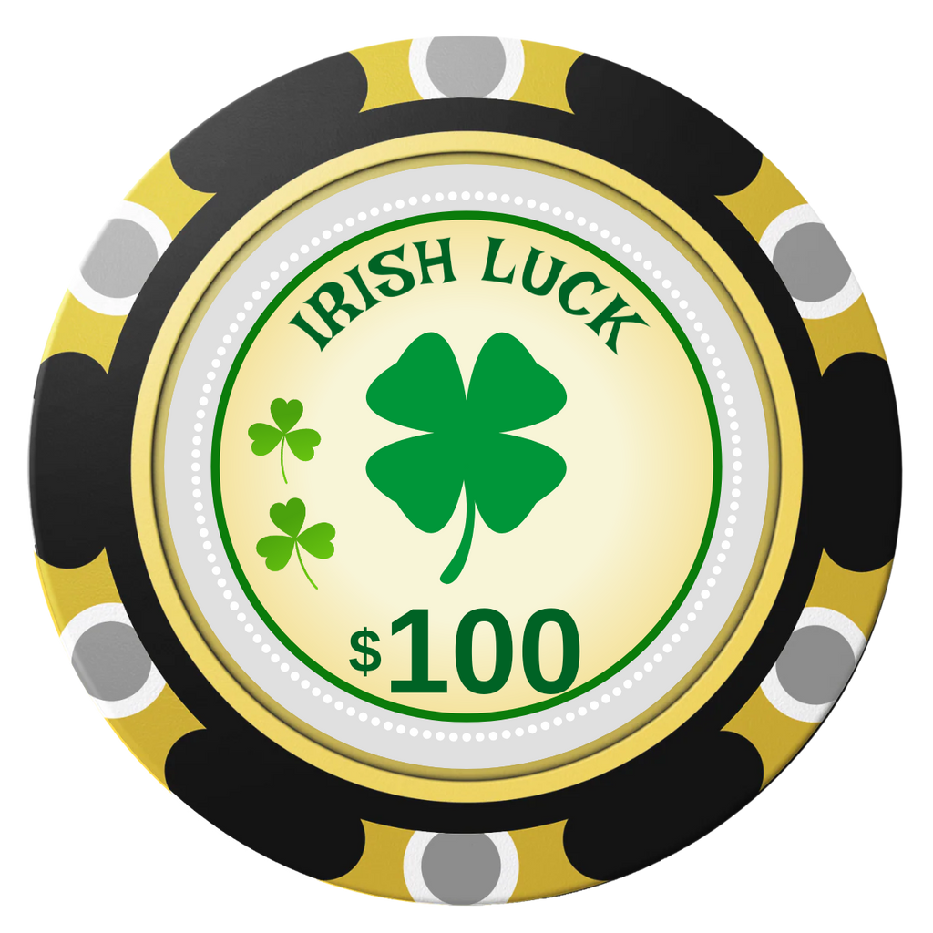 Irish Luck Clay Poker Chips - Black / Monte Carlo / 40mm - Front