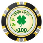 Irish Luck Clay Poker Chips - Black / Monte Carlo / 40mm - Front