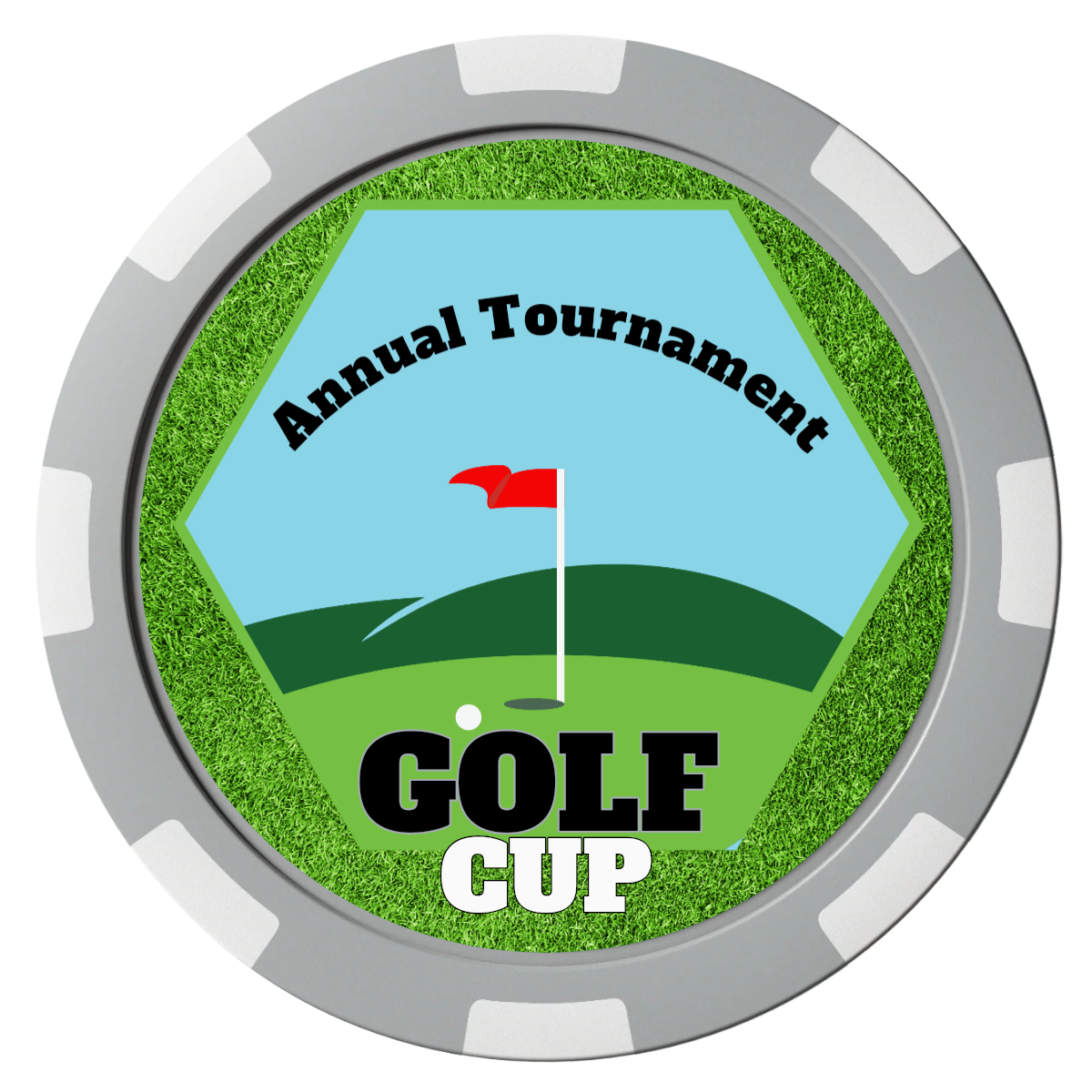 Golf Cup Composite Poker Chips - Gray / 8 Spot - Front