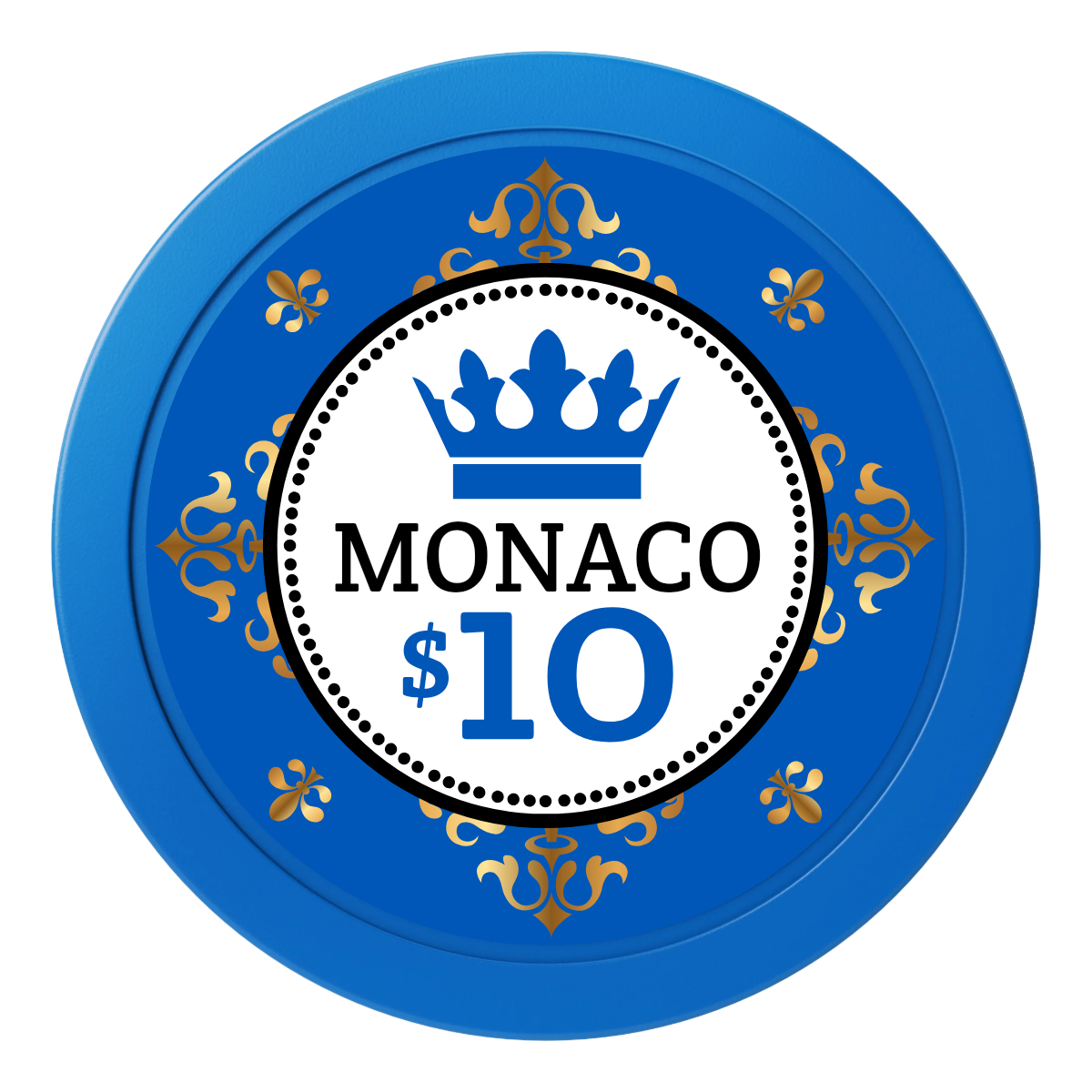 Monaco #001 2" Oversized Poker Chips - Blue - Front