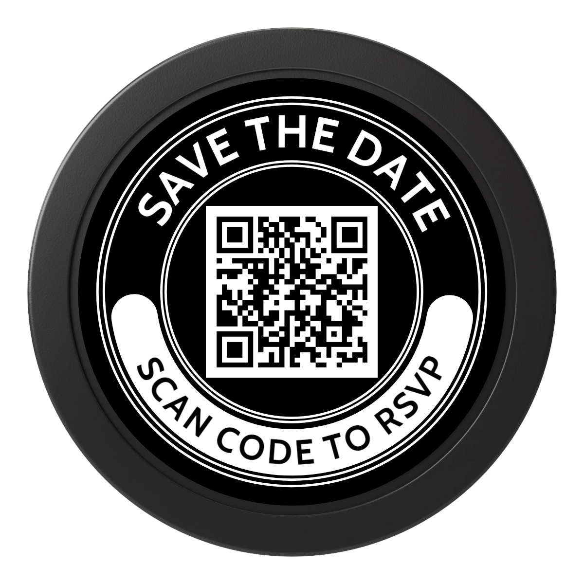 Save the Date Photo QR Code 2" Oversized Poker Chips - Black - Back