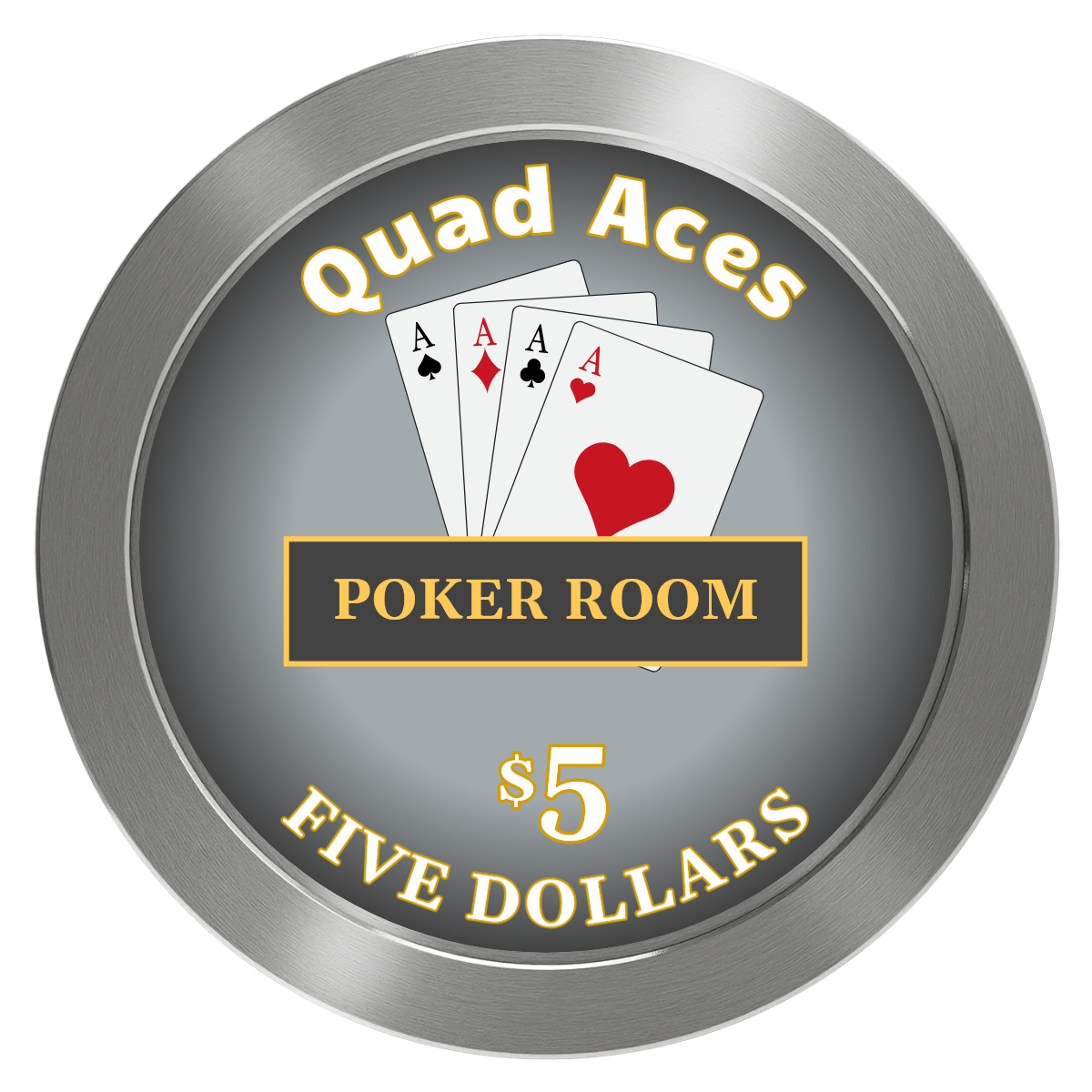 Quad Aces Aluminum Poker Chips - Silver - Back